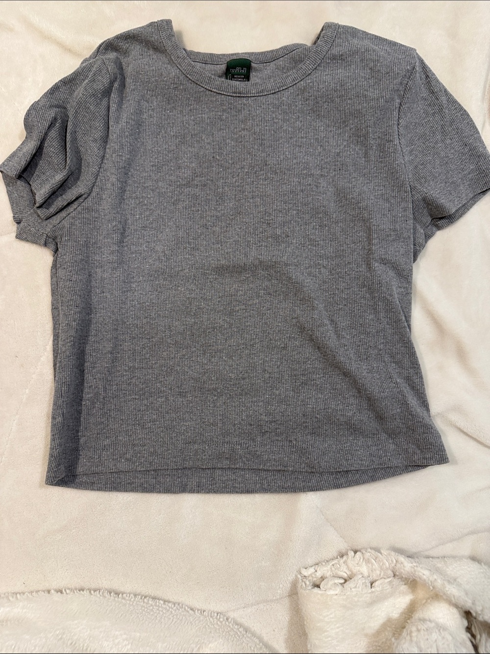 wild fable Gray Ribbed Short Sleeve Crew Tee